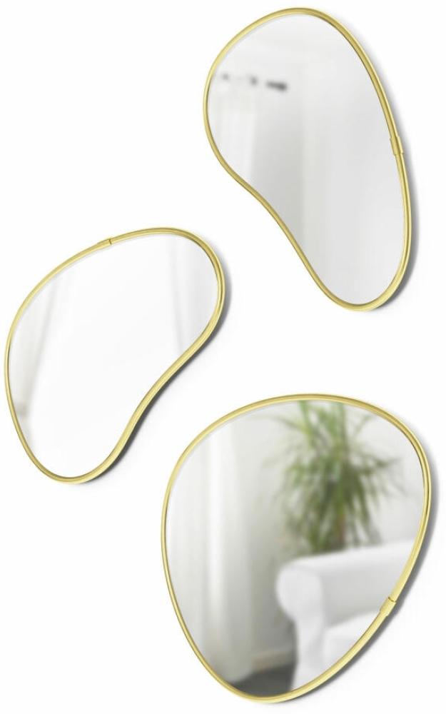 Umbra Wandspiegel 3er-Set Hubba Pebble, Spiegelglas, Messing, 1018566-104 Bild 1