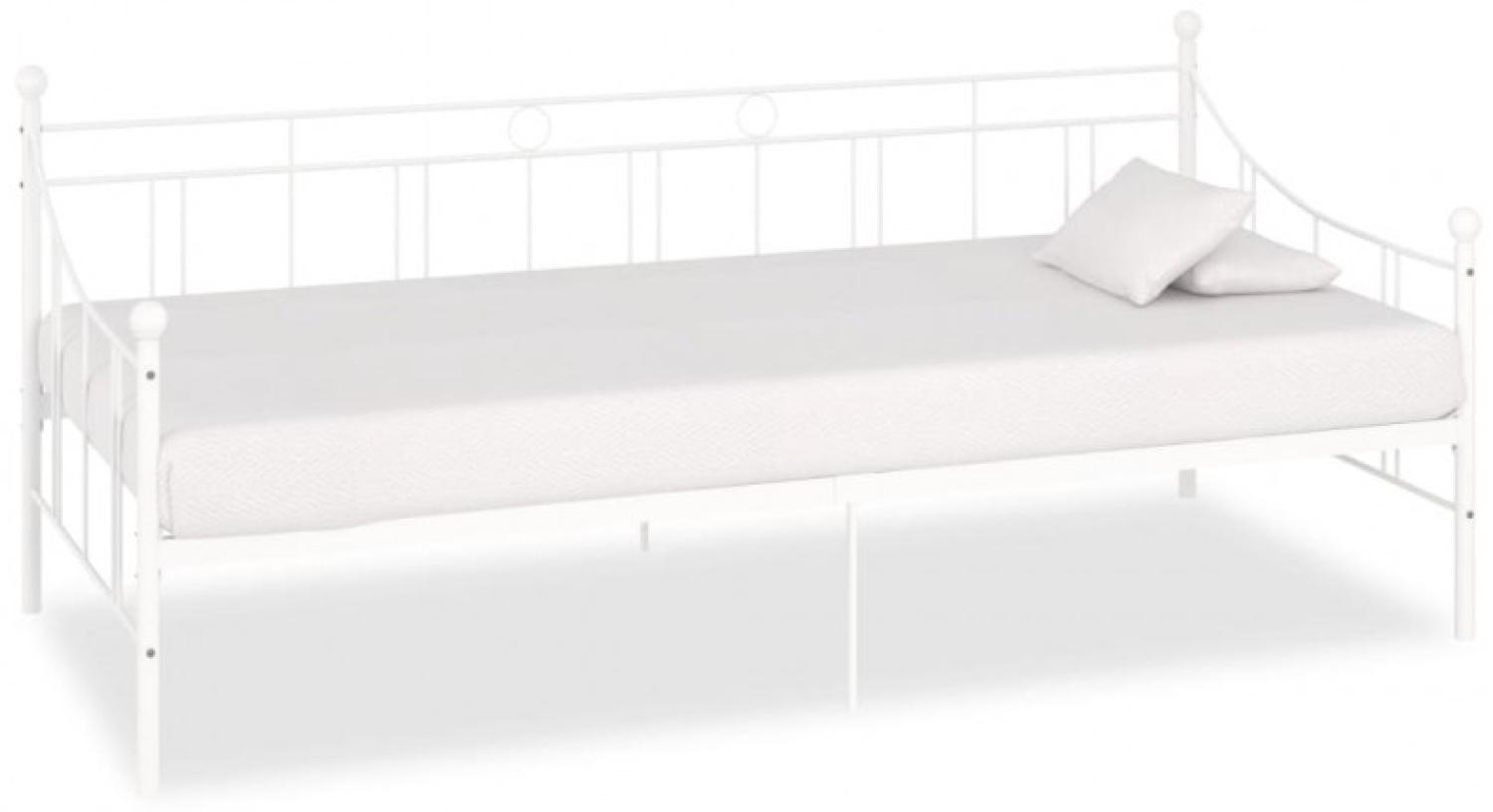 Tagesbett-Rahmen Weiß Metall 90×200 cm Bild 1