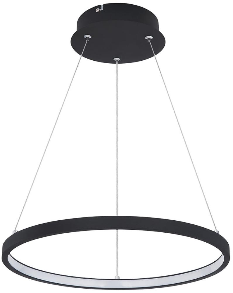 LED Hängeleuchte, Ring-Design, schwarz-matt, opal, 38,5 cm Bild 1