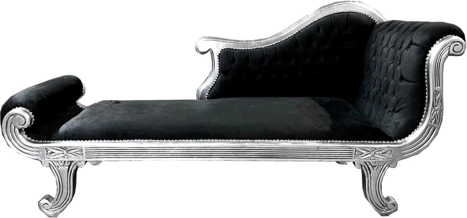Casa Padrino Barock Chaiselongue Modell XXL Schwarz / Silber - Antik Stil - Recamiere Wohnzimmer Möbel Bild 1