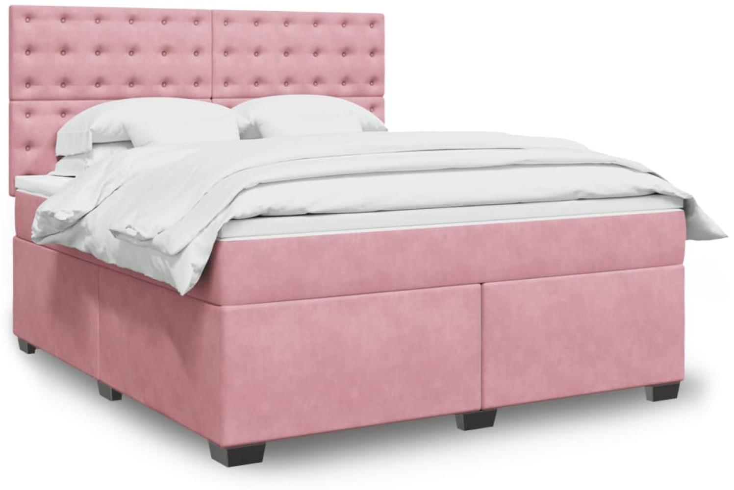 vidaXL Boxspringbett mit Matratze Rosa 180x200 cm Samt 3293295 Bild 1