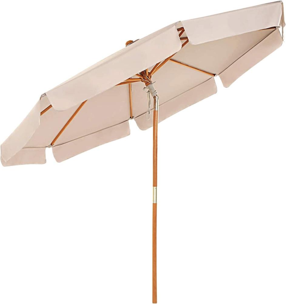 SONGMICS Sonnenschirm, 300 cm, Schirmmast und Schirmrippen aus Holz Bild 1