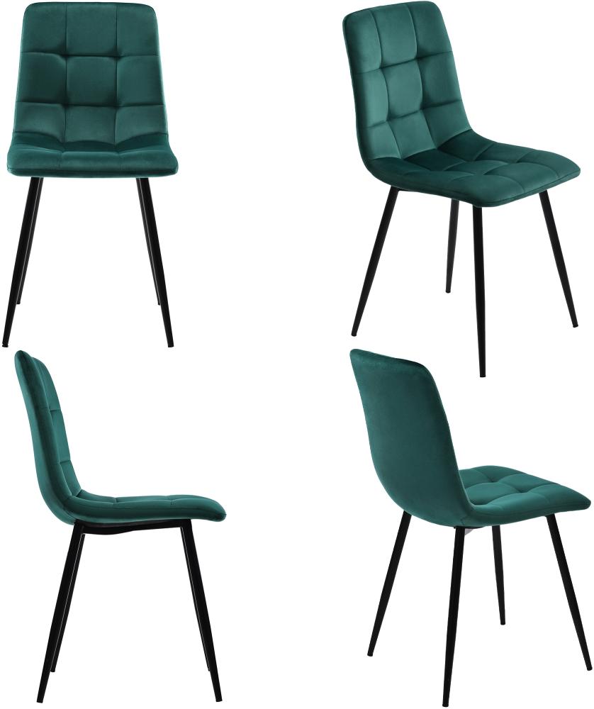 Merax Esszimmerstuhl (4 St), Dunkelgrün,4er-Set Polsterstuhl Design Stuhl mit Rückenlehne,Sitzfläche aus Samt Gestell aus Metall Bild 1
