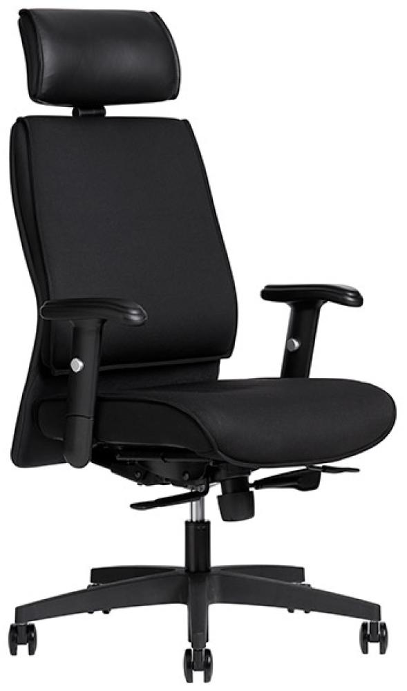 Bürostuhl AS6002 Schwarzes Leder mit Armlehne Bild 1