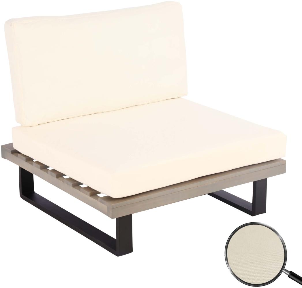 Lounge-Sessel HWC-H54, Garten-Sessel, Spun Poly Akazie Holz MVG-zertifiziert Aluminium ~ grau, Polster cremeweiß Bild 1