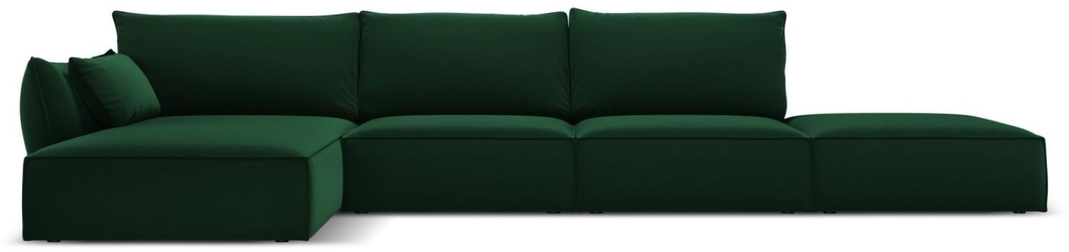 Micadoni 5-Sitzer Samtstoff Ecke links Sofa Kaelle | Bezug Bottle Green | Beinfarbe Black Plastic Bild 1
