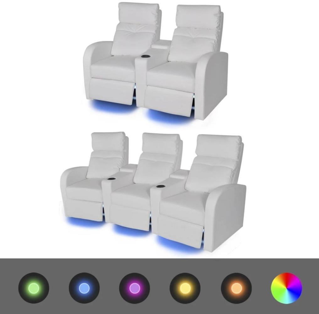 vidaXL LED-Ruhesessel 2 Stk. 2+3 Sitze Kunstleder Weiß Bild 1