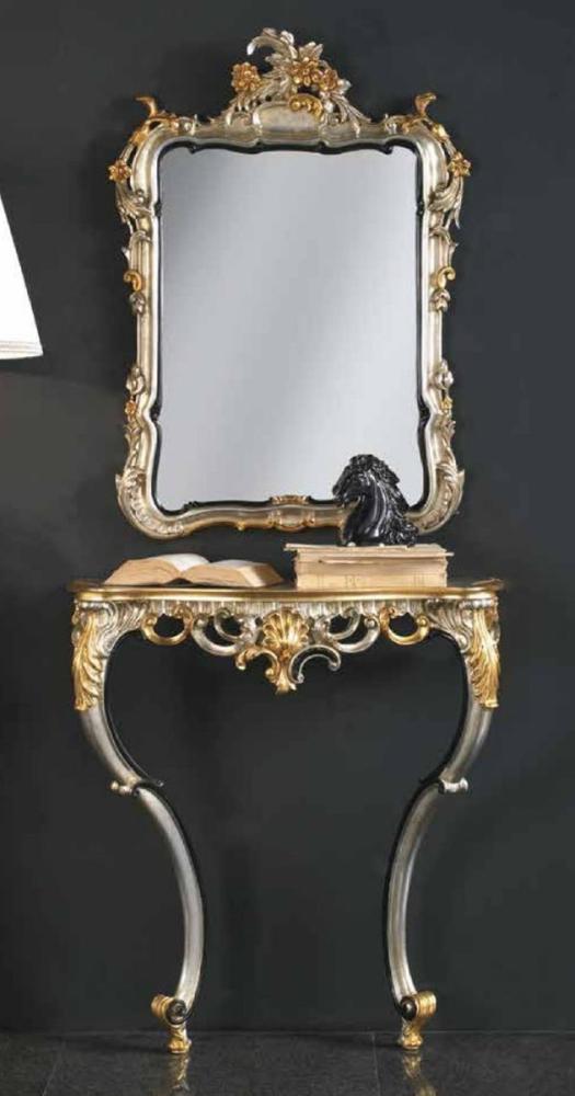 Casa Padrino Luxus Barock Spiegelkonsole Silber / Gold - Prunkvolle Barock Konsole mit Wandspiegel - Barock Hotel & Schloß Möbel - Luxus Qualität - Made in Italy Bild 1