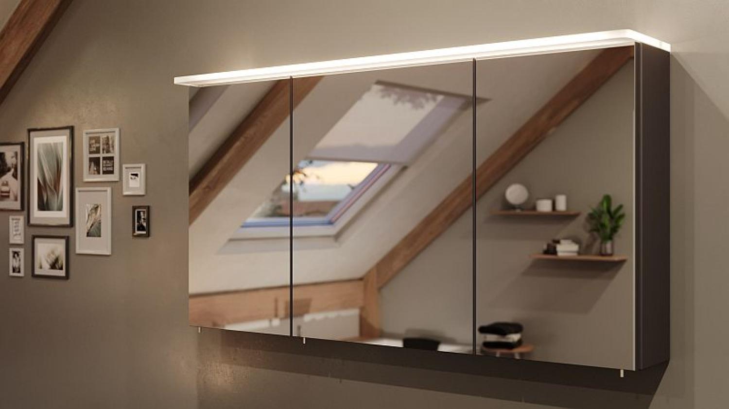 Posseik Spiegelschrank m. Design-Acyrl-LED-Lampe 120cm anthrazit seidenglanz Bild 1