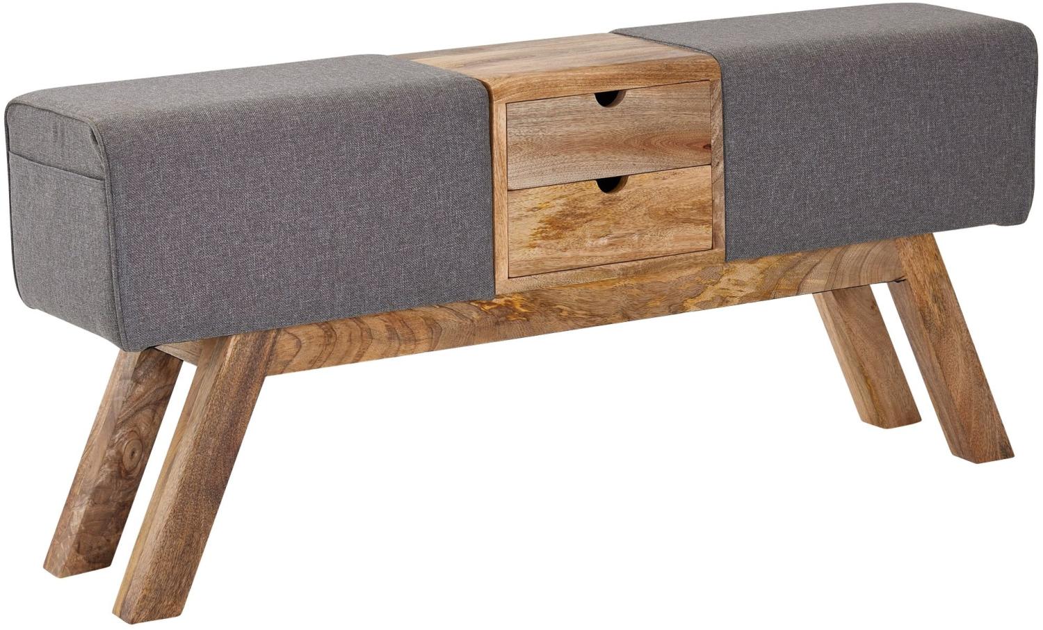 KADIMA DESIGN Retro-Sitzbank mit Schubladen und Stoffbezug: 100% Massivholz, Einzelstück der Extraklasse. Material: Stoff Bild 1