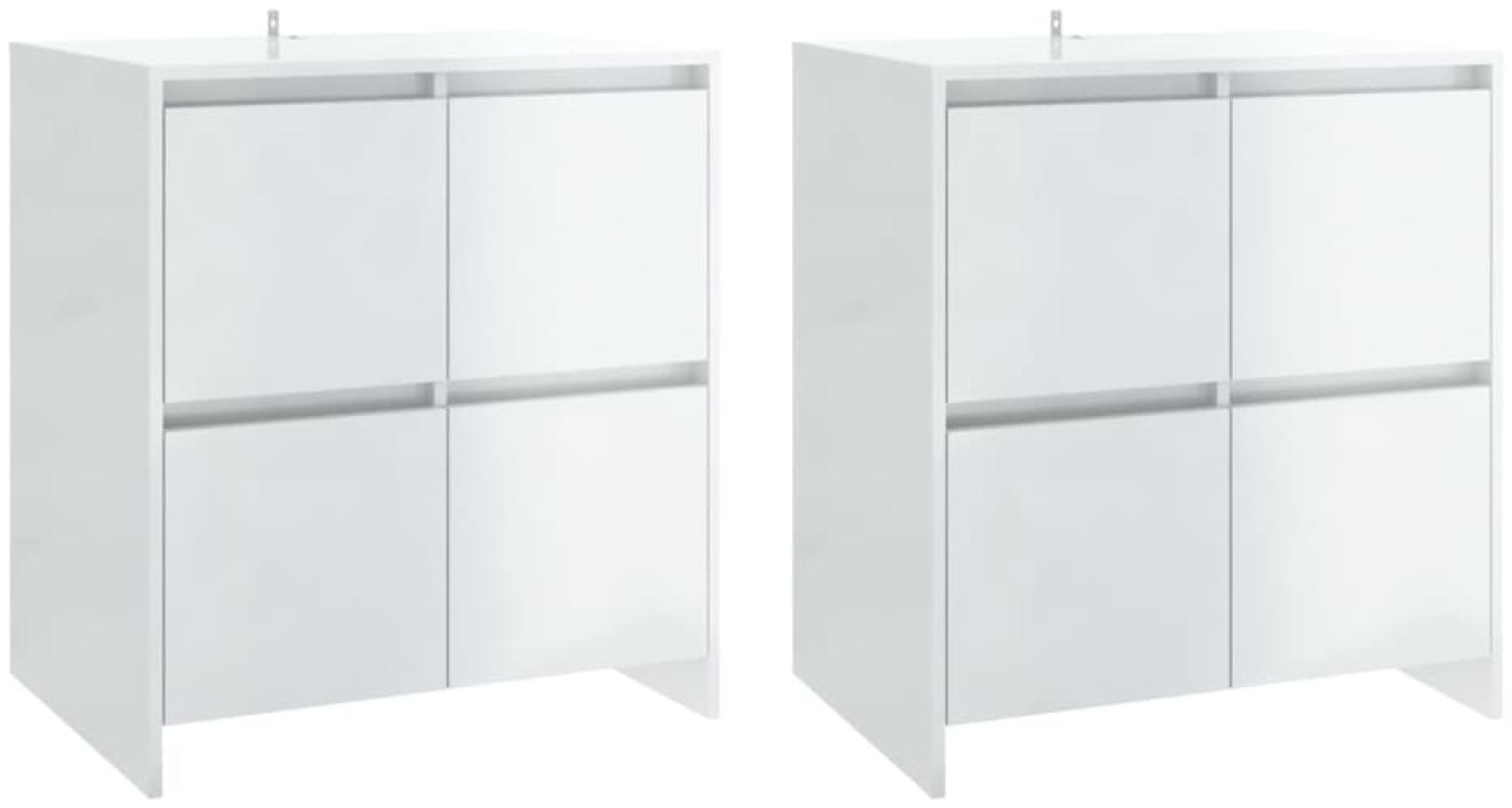 Sideboards 2 Stk. Hochglanz-Weiß 70x41x75 cm Holzwerkstoff Bild 1