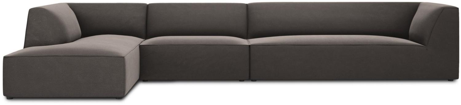 Micadoni 5-Sitzer Samtstoff Modular Ecke links Sofa Ruby | Bezug Dark Grey | Beinfarbe Black Plastic Bild 1