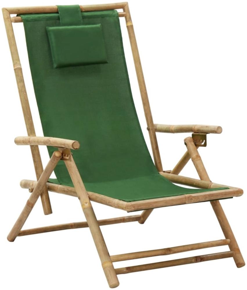 vidaXL Verstellbarer Relaxstuhl Grün Bambus und Stoff Bild 1