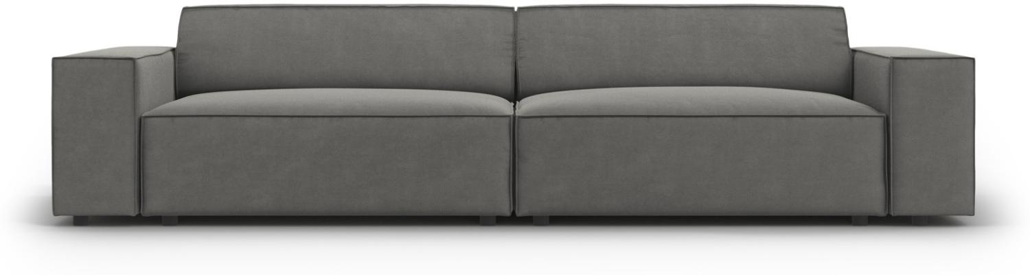 Micadoni 4-Sitzer Samtstoff Sofa Jodie | Bezug Light Grey | Beinfarbe Black Plastic Bild 1