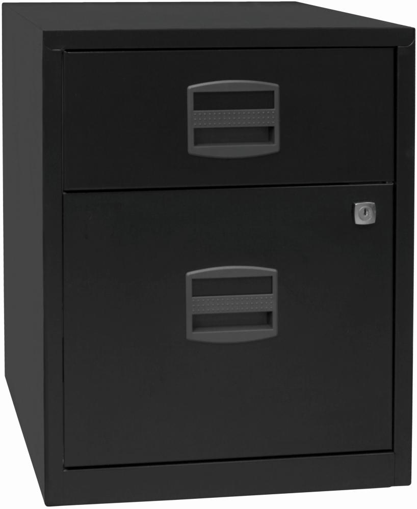 mobiler Beistellschrank PFA, 1 Universalschublade, 1 HR-Schublade, Farbe schwarz Bild 1