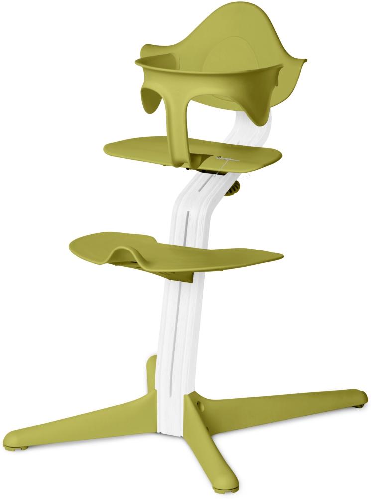 NOMI Hochstuhl – Gestell Eiche weiß lackiert und Stuhl Limette, MINI-Halterung Limette Bild 1