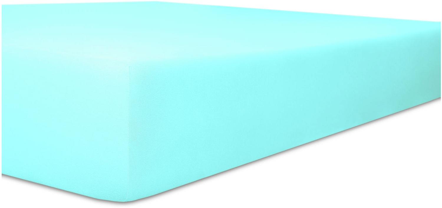 Kneer Vario-Stretch Spannbetttuch one für Topper 4-12 cm Höhe Qualität 22 Farbe aqua 160x200 cm Bild 1