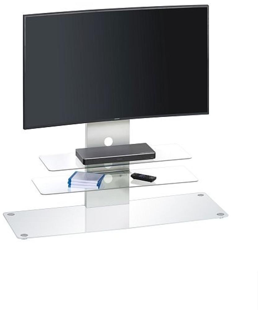 TV-Rack,1643 Metall Alu - Glas 120 x 101,5 x 40 cm Weißglas Bild 1