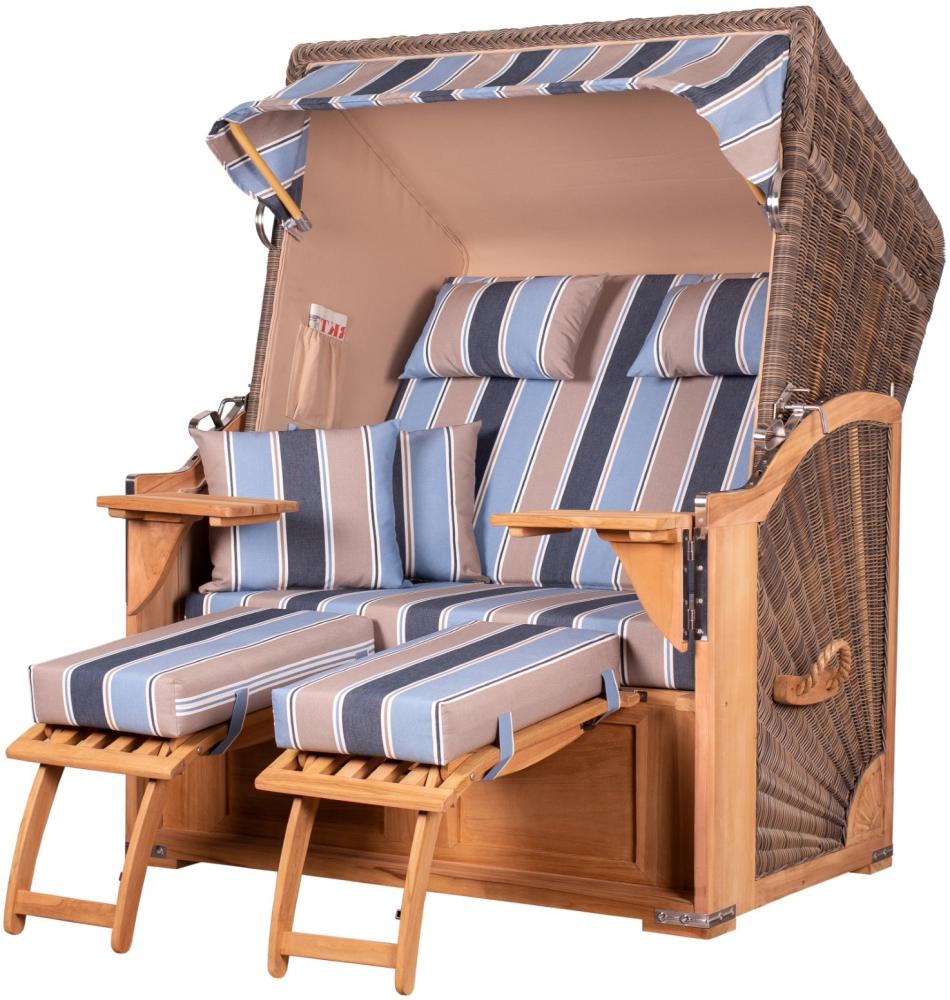 Strandkorb Komplettset - bene living - Schaalsee Teak - PE grau - Modell 580 - inkl. Liftersystem Bild 1