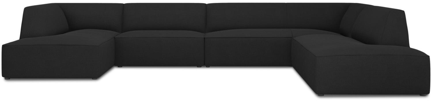 Micadoni 7-Sitzer Panorama Ecke rechts Sofa Ruby | Bezug Black | Beinfarbe Black Plastic Bild 1