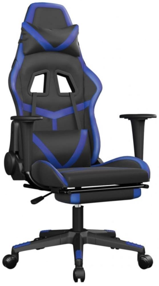 vidaXL Gaming-Stuhl mit Massage & Fußstütze Schwarz & Blau Kunstleder Bild 1