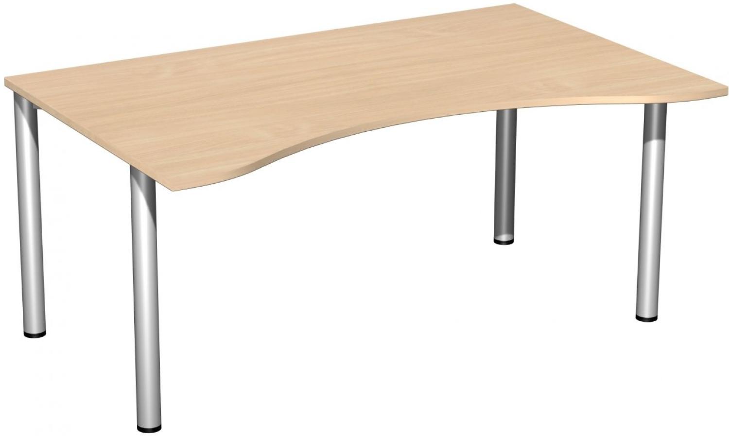 Schreibtisch '4 Fuß Flex', feste Höhe 160x100cm, Buche / Silber Bild 1