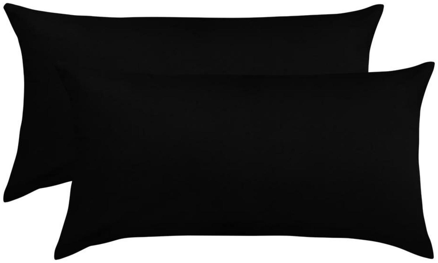 BettwarenShop Single Jersey Kissenbezug Ulm 2er Pack | 40x80 cm | schwarz Bild 1