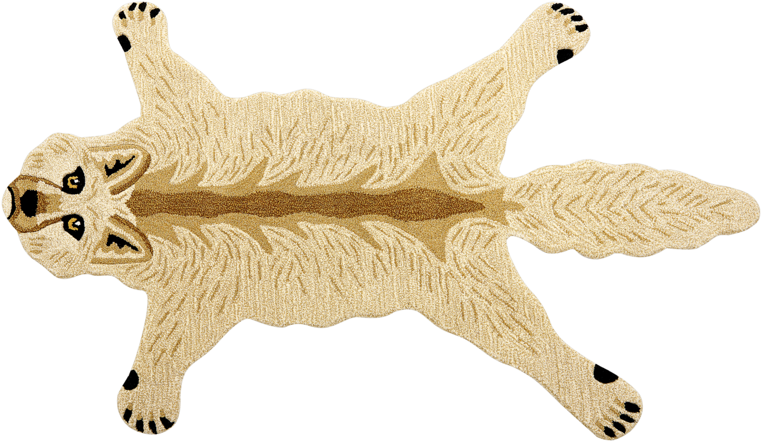 Kinderteppich Wolle beige 100 x 160 cm Wolfmotiv BALTO Bild 1
