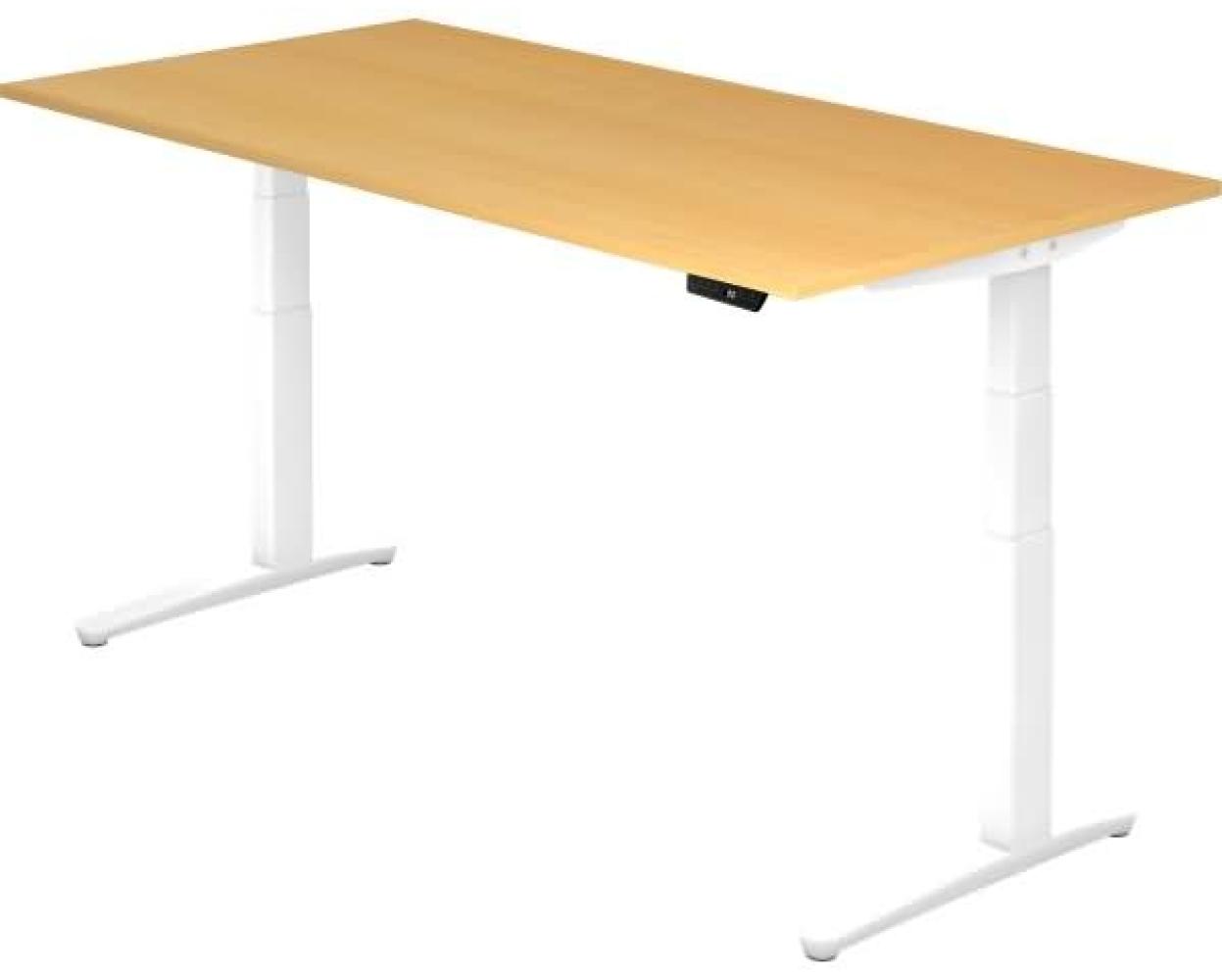 'XBHM2E' Sitz-Steh-Schreibtisch elektrisch 200x100cm Buche Weiß Bild 1