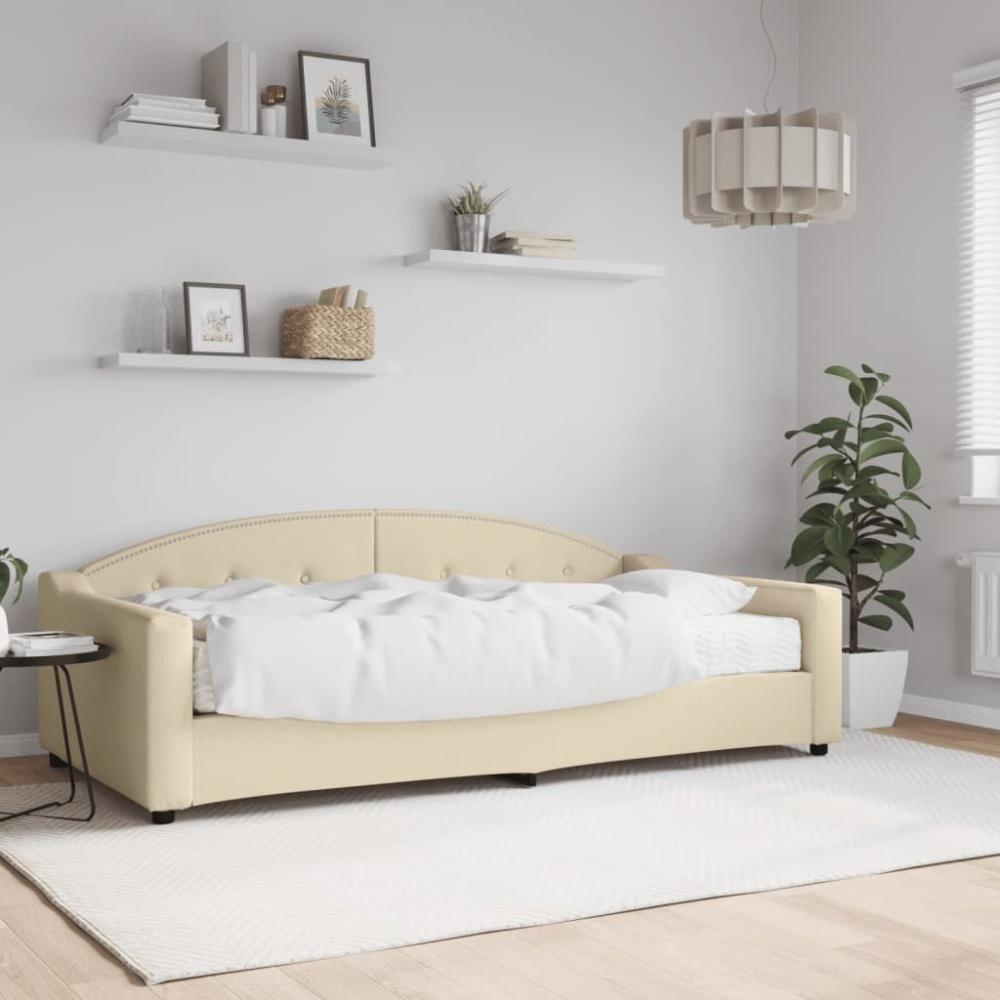 vidaXL Tagesbett mit Matratze Creme 100x200 cm Stoff Bild 1