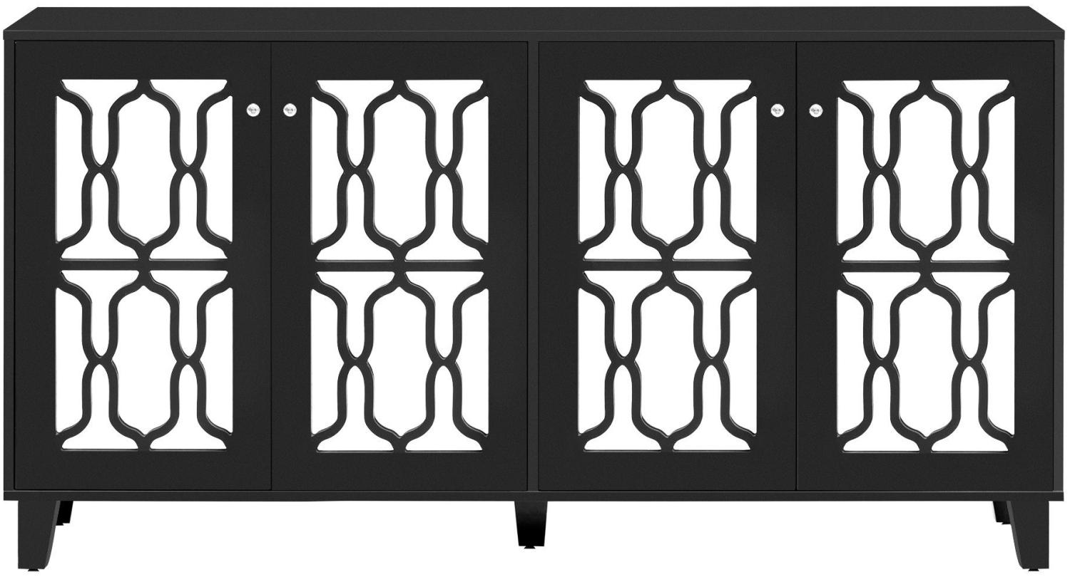 Merax Sideboard mit Spiegelelementen und geometrischem Trellis-Muster, Kommode mit Spiegelfront, Anrichte Bild 1