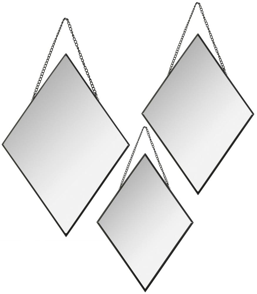 Wandspiegel Diamant 3er Set, Wandspiegel, hängende Spiegel, Spiegel im schwarzen Rahmen Bild 1