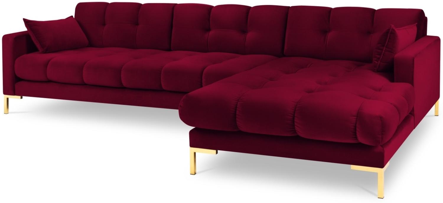 Micadoni 5-Sitzer Samtstoff Ecke rechts Sofa Mamaia | Bezug Red | Beinfarbe Gold Metal Bild 1