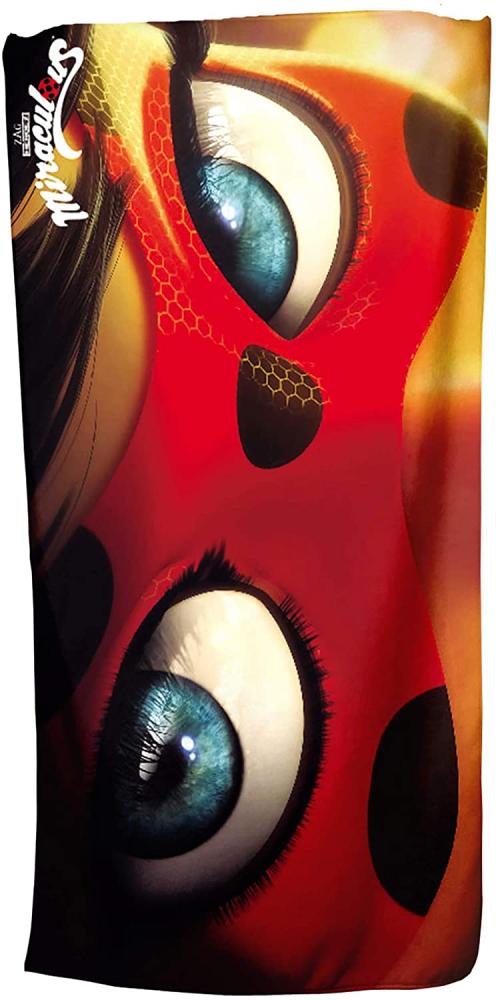 Großes Miraculous Ladybug Badetuch Motiv Eyes 75 x 150 cm Strandlaken Strandtuch Handtuch Duschtuch Velourstuch 100% Baumwolle Marinette Adrien Agreste Ladybug Cat Noir Paris Comic z. Bettwäsche 018 Bild 1