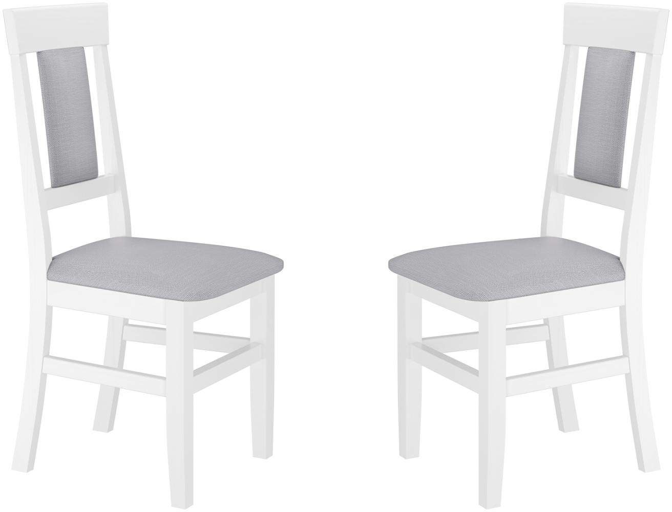 2er-Set Gepolsterter Massivholz-Stuh in weiß/grau Bild 1