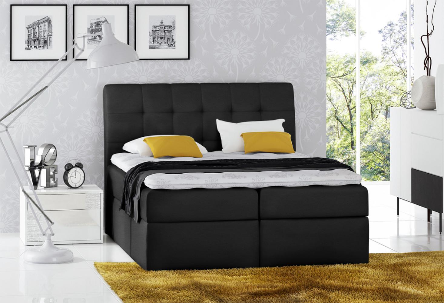 Stylefy 'Bagira' Boxspringbett Kunstleder Schwarz 160 x 200 cm Bild 1