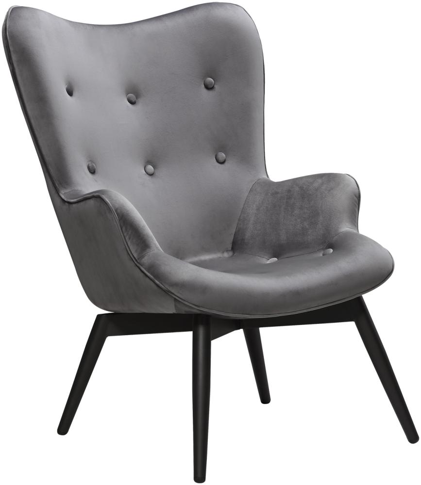 Sessel Grau Samt Relaxsessel Polstersessel Ohrensessel Loungesessel Bild 1