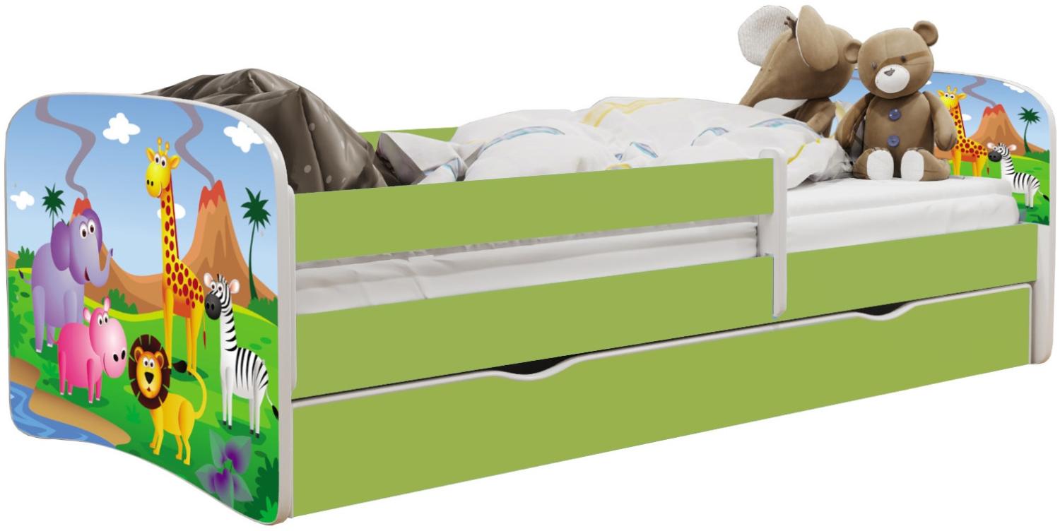 Kinderbett Jona inkl. Rollrost + Matratze + Bettschublade 80*160 cm Grün Bild 1