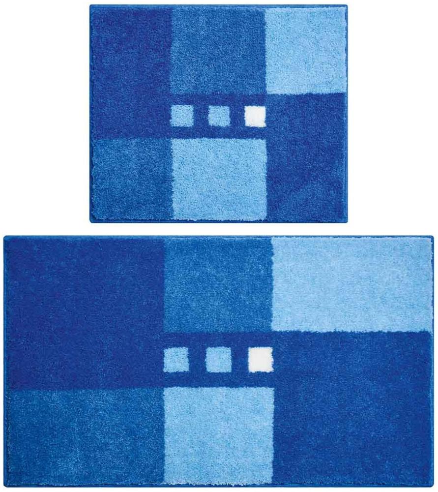 GRUND MERKUR Badematten 2er-Set 40 x 50 cm & 50 x 80 cm Blau Bild 1