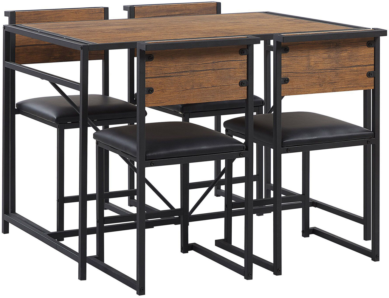 Essgruppe dunkler Holzfarbton / schwarz Stahl 4-Sitzer 110 x 70 cm BURTON Bild 1