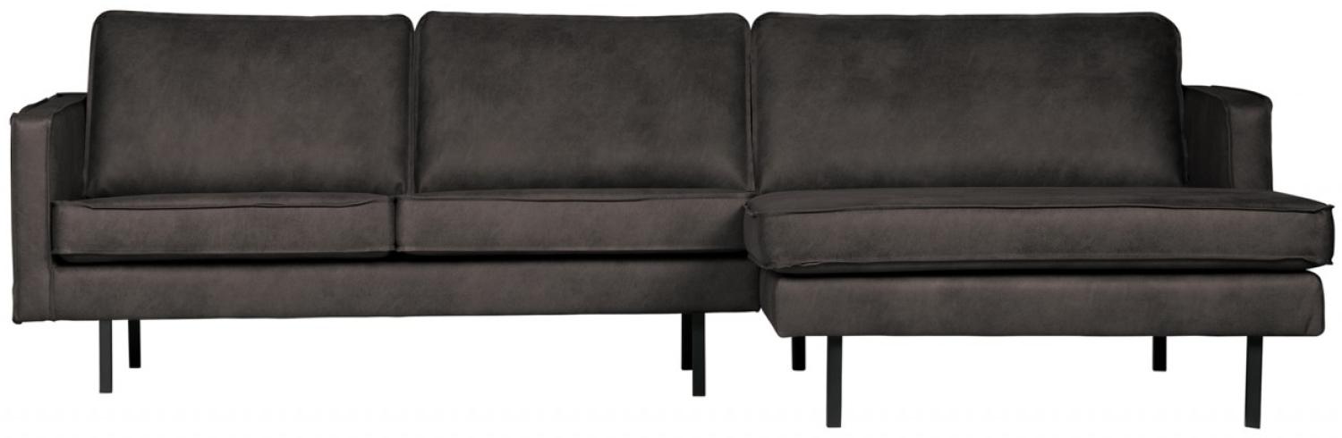 Longchair-Sofa Rodeo Rechts - Leder Black Bild 1