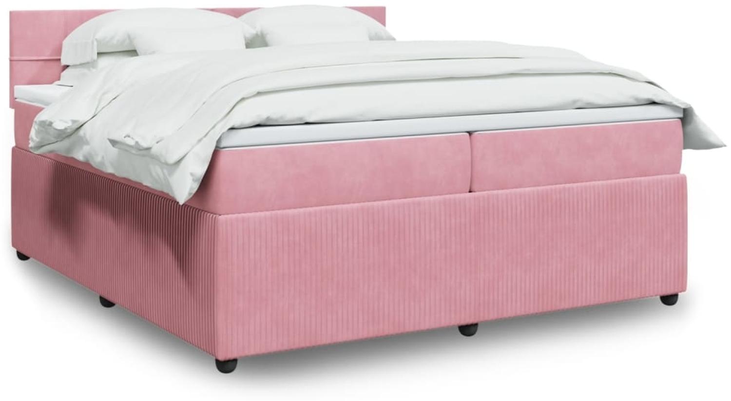 vidaXL Boxspringbett mit Matratze Rosa 200x200 cm Samt 3290135 Bild 1