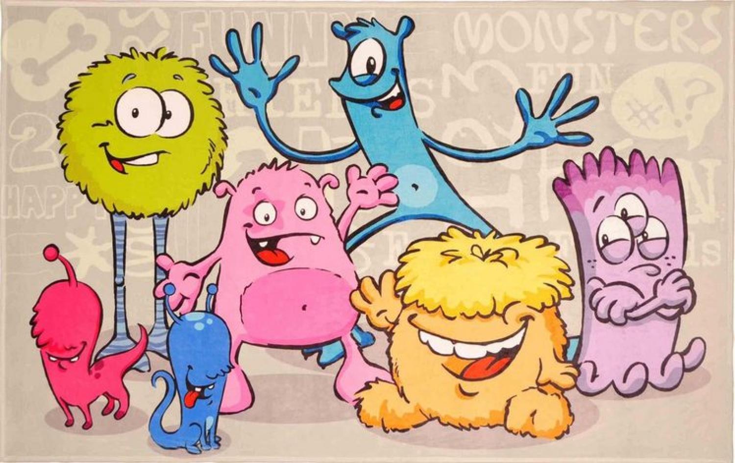 Kinderteppich- "Lovely Kids" Funny Monsters in Zwei Größen, Spielteppich, Kinderzimmer 160 x 100 cm Bild 1
