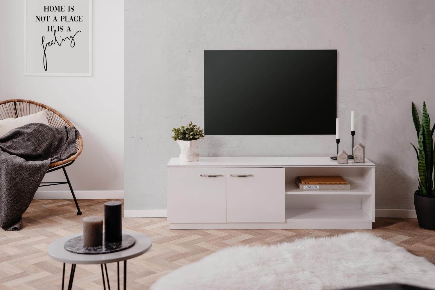 TV-Board >Montecarlo< in Weiß Hochglanz - 140x45x33,4cm (BxHxT) Bild 1