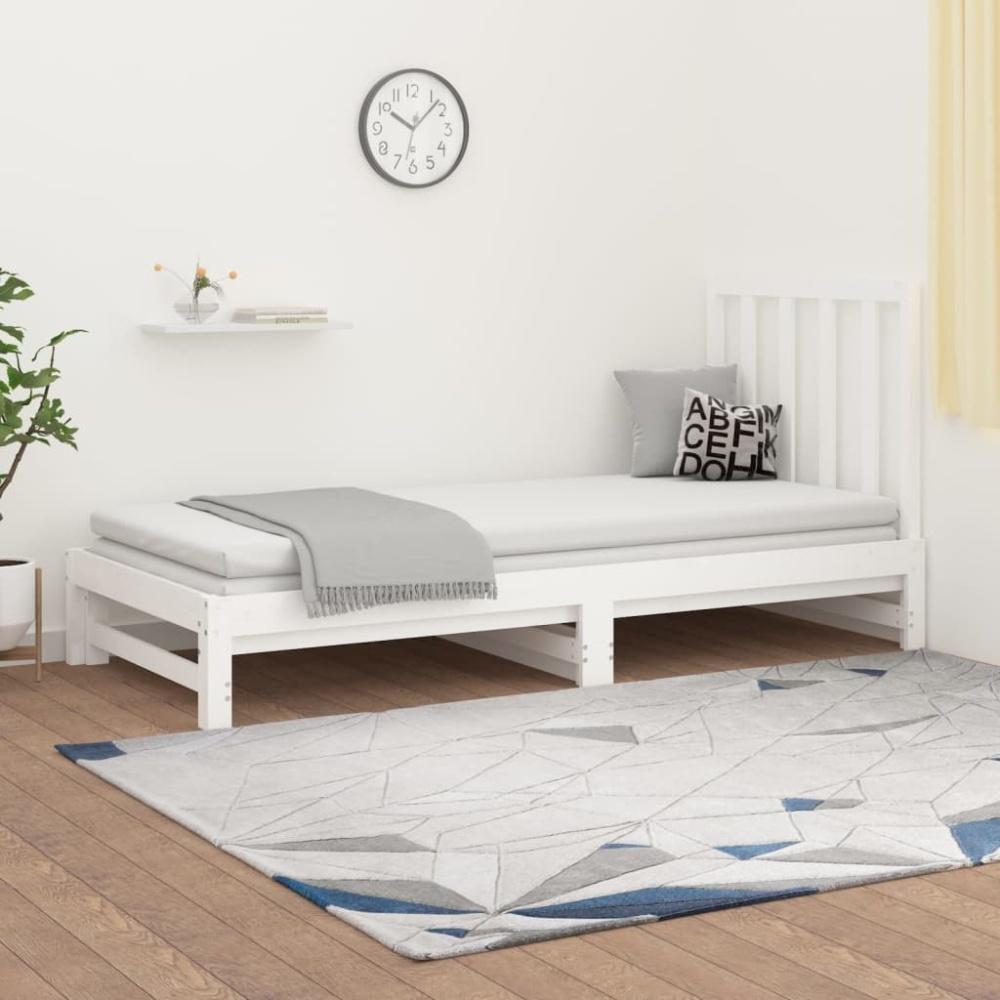 Tagesbett Ausziehbar Weiß 2x(90x200) cm Massivholz Kiefer [3108318] Bild 1