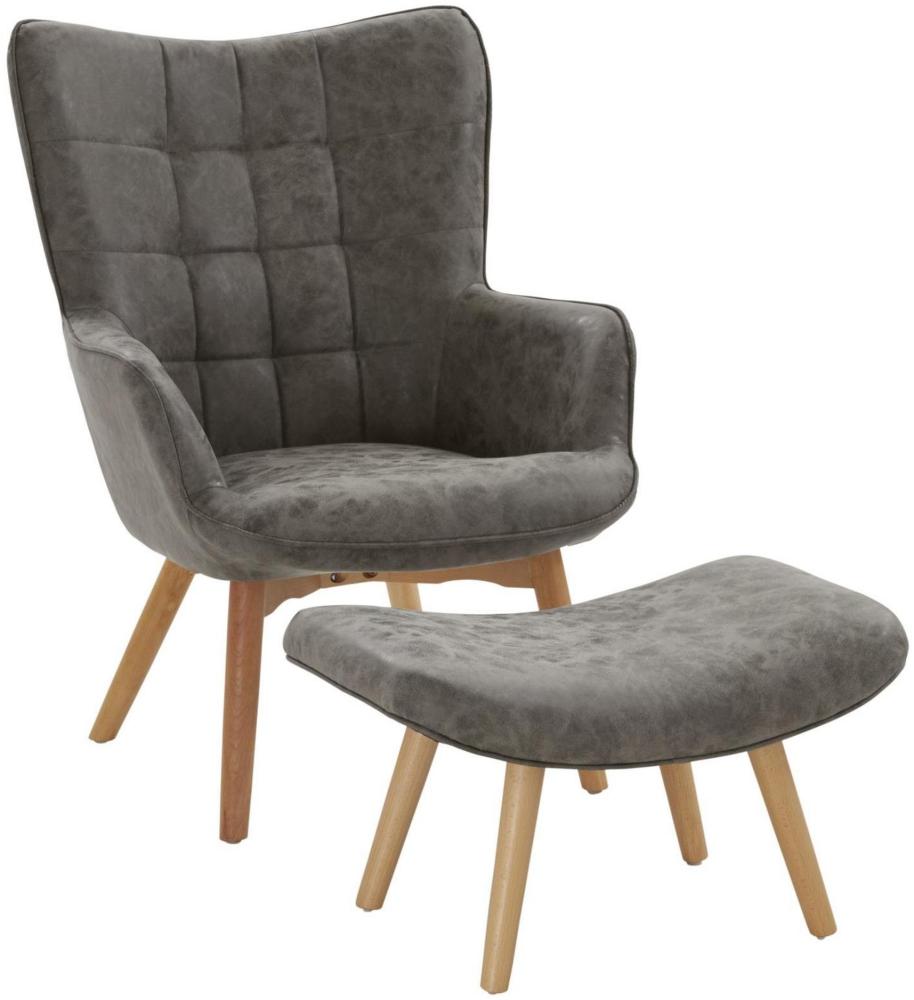 Sessel mit Hocker, grau Bild 1