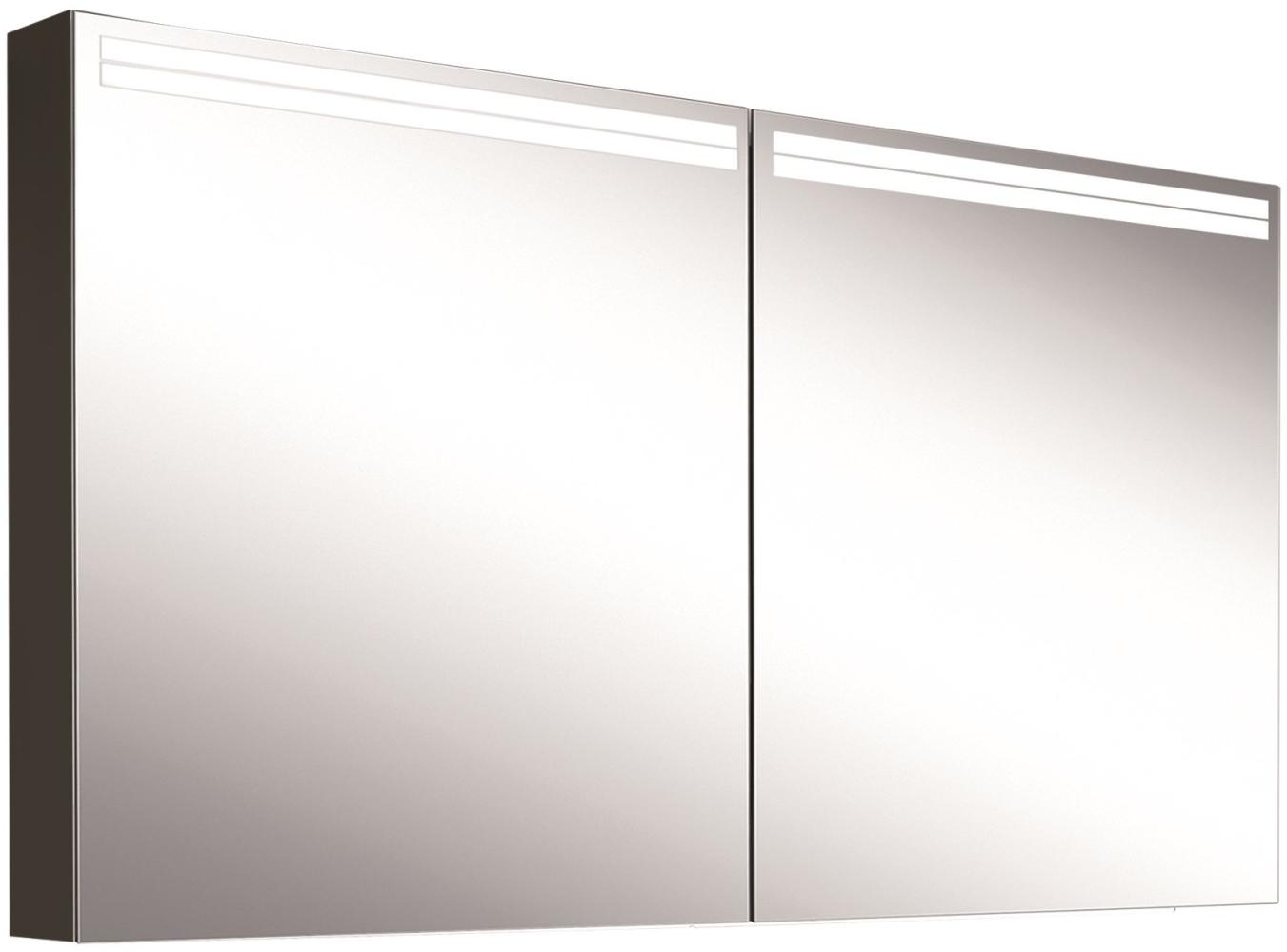 Schneider ARANGALINE LED Lichtspiegelschrank, 2 Doppelspiegeltüren, 140x70x12cm, 160. 540. 02. 41, Ausführung: EU-Norm/Korpus schwarz matt - 160. 540. 02. 41 Bild 1