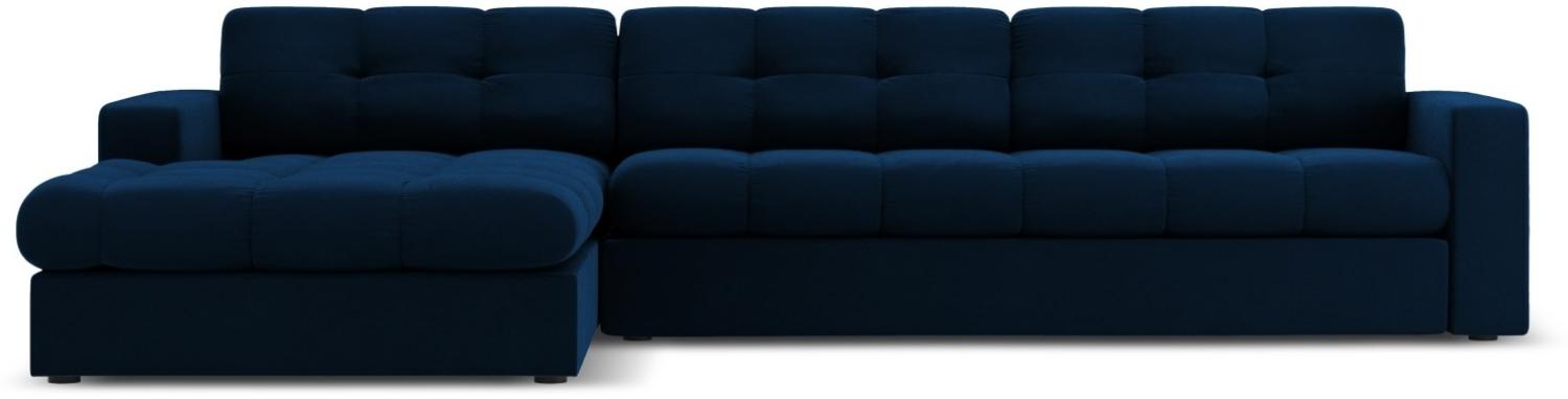 Micadoni 4-Sitzer Samtstoff Ecke links Sofa Justin | Bezug Royal Blue | Beinfarbe Black Plastic Bild 1