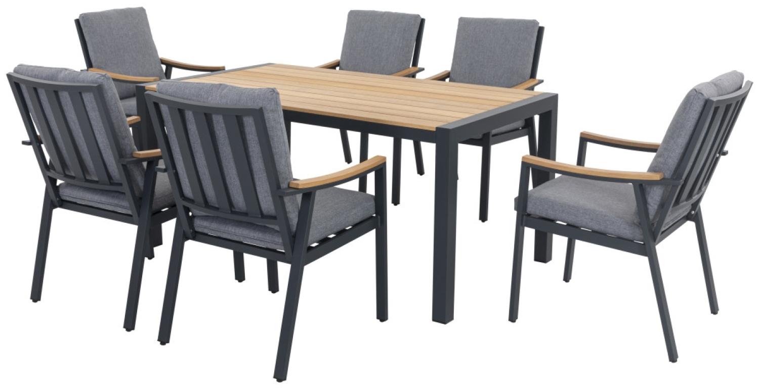 Primaster Dining Möbelset Eukalyptus Shanghai 7-teilig mit Tisch und Stühlen Bild 1