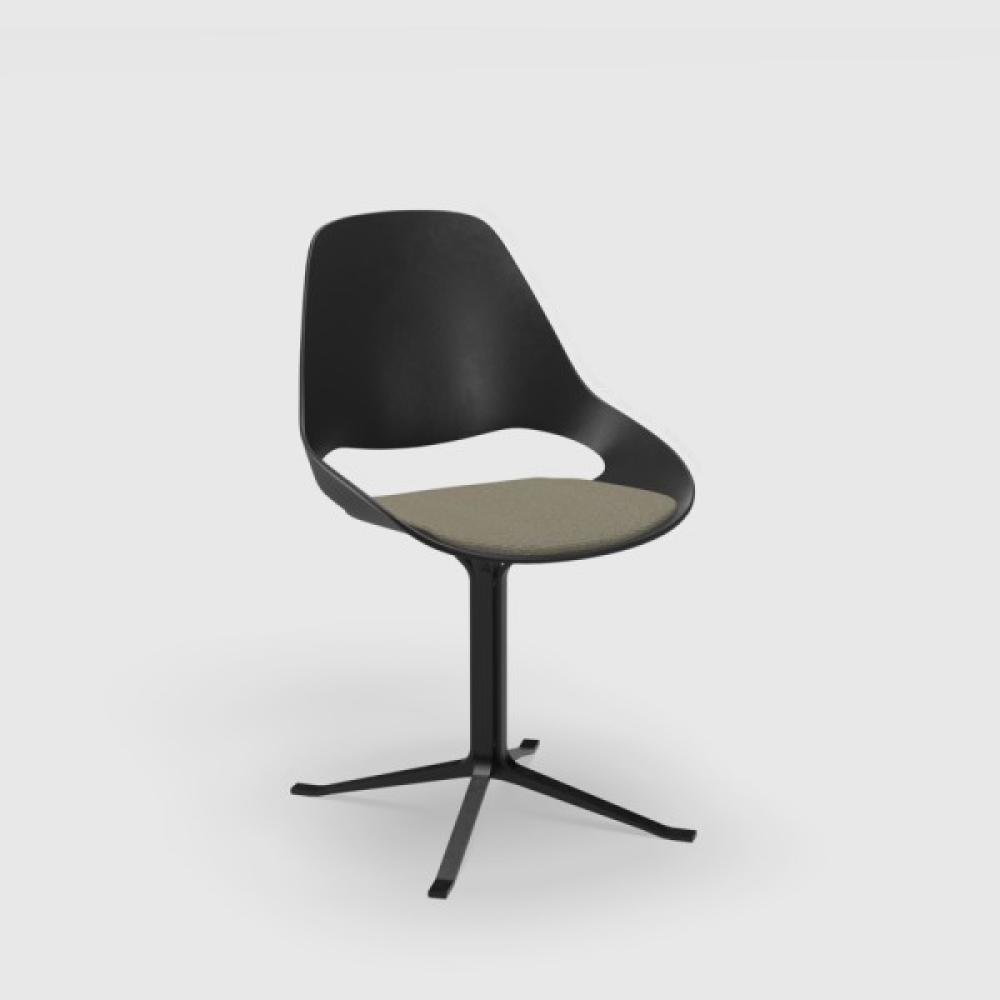 Stuhl ohne Armlehne FALK Kolumne schwarz Sitzpolster duneklgrün Bild 1
